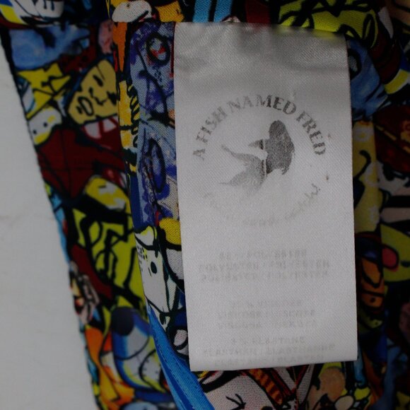 A Fish Named Fred Vest Men's 40 Got Hooked V Neck Button Up Waistcoat gilet blue - Picture 13 of 14